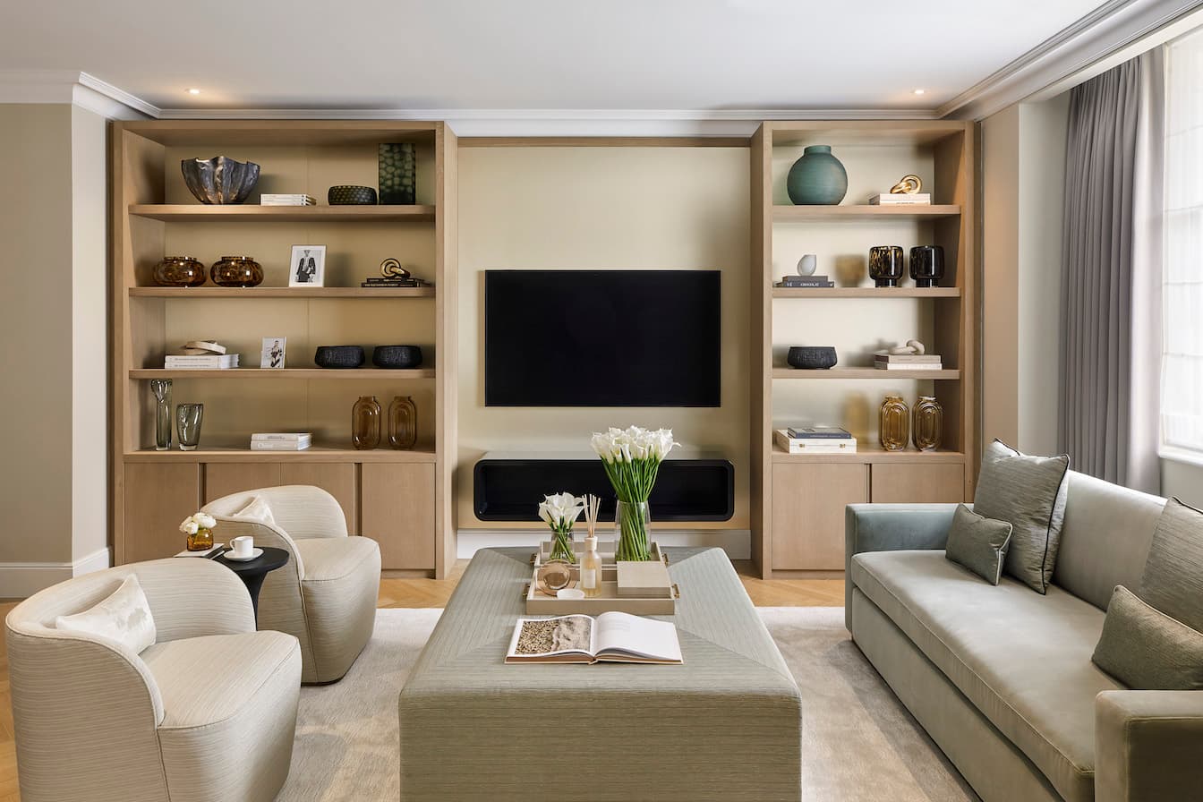A bespoke home cinema matching the existing dark oak of the house interior in Hale, Cheshire