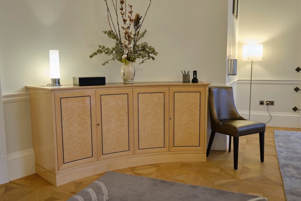 Detail of a bespoke side table showing refined craftsmanship and materials