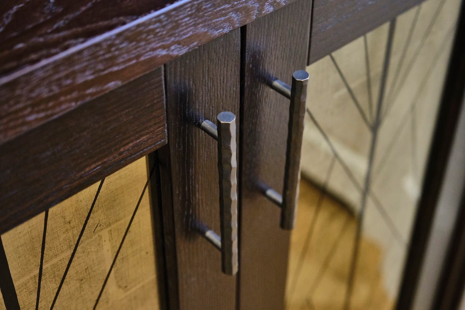 A detail photo of a custom timber wall detail in a hospitality lounge